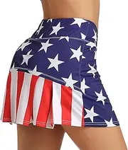 [Ultrafun] Women's Active Tennis Golf Skort Pleated Athletic Sports Running Skirt with Pockets and Shorts