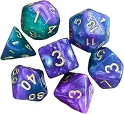 7 Pieces Polyhedral Dice Tarot Astrology Dice Set Dice Game Astrological Divination Dice for Role Playing Game Family Gathering (Color : Green Purple)
