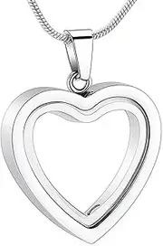 [DOTUIARG] Glass Heart Cremation Jewelry Hold Human/Pet Ash Memorial Locket Necklace Memorial Urn Pendant - Readable Side