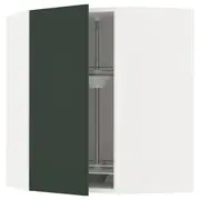 METOD corner wall cabinet with carousel, white/Havstorp deep green, 68x37x80 cm