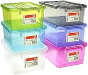 6 x 5L Colored Stackable Plastic Clip Lock Lid Storage Boxes Container 26x20.5cm