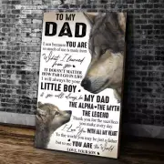 To My Dad wolf poster wall art, Best Gift For Dad from son on Father's Day
