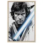 Luke Skywalker & Yoda Portrait Framed Canvas - Star Wars Wall Art