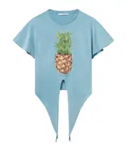 Pineapple neck T-shirt S Light washed blue