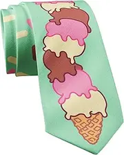 [Crazy Dog T-shirts] Ice Cream Tie Funny Sweet Treat Graphic Novelty Necktie