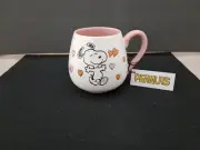 New Peanuts Snoopy Heart Mug Cup 20 oz Happy Dancing Snoopy Pink White