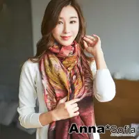 在飛比找momo購物網優惠-【AnnaSofia】圍巾披肩-絲羽璇暈染 拷克邊棉麻感 現