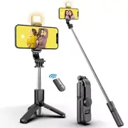 Wireless Bluetooth Selfie Stick Foldable Portable Tripod with Fill Light Shutter