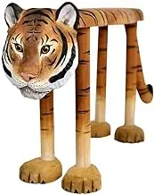 Xofuru Artisanal Hand-Carved Tiger Animal Shoe Replacement Stool - Perfect for Porch, Makeup, and Foyer Use， Furniture for Adults, Kids, Art Decoration Furniture