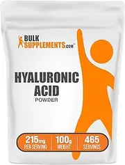 BulkSupplements.com Hyaluronic Acid Powder - Hyaluronic Acid Supplements, Hyaluronic Acid 215mg - Hyaluronic Acid Food Grade, Gluten Free - 215mg per Serving, 100g (3.5 oz) (Pack of 1)