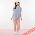 BETTY’S貝蒂思 腰鬆緊口袋印花休閒長褲(粉色)