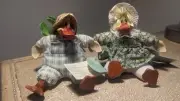 VTG NWT Denny and Dina Duck RUSS Country Folk Resin Plush Easter Shelf Sitter