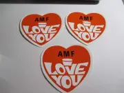 Vintage 3 AMF I Love You Stickers Snowmobile Sled Snow Machine 3 x 3 Inches