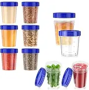 TJHypenete 10PCS Small Containers with Lids, 4 oz Reusable Salad Dressing Container, Sauce Storage Container, Leakproof Condiment Containers, Stackable Plastic Dip Sauce Cups for Snack Drink Ketchup