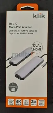 KLIK USB-C Multi-Port Adapter/Dock, 2x HDMI (4K), 1x LAN (KCMPH2AD) Comsol
