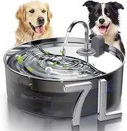 Smartoo Dog Water Fountain for Large Dogs, 7L/236oz/1.8Gal Pet Water Fountain with Stainless Steel Water Tray & Faucet, Automatic Dog Water Dispenser with Ultra-Quiet Pump, Multi-Filtration System