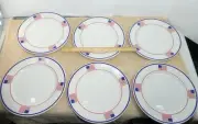 VTG Set Of 6 Syracuse China Flag Plates Red White Blue American USA Dinnerware !