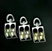Micro-Mini Pulley 3 PACK Double Sheave Swivel Eye Attachment 3/8 inch Max Line