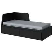 FLEKKE day-bed w 2 drawers/2 mattresses, black-brown/Ågotnes firm, Single