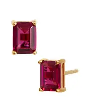Savvy Cie 18K Over Silver Ruby July Birthstone Earrings
