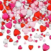 Chuangdi 516 Pcs Acrylic Heart Rhinestone Heart Crystal Gems Rhinestone Flat Back 18mm/12mm/10mm/6mm for Valentine Wedding Decoration DIY Crafts Jewelry Making(Sweet Color)