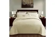 100% Cotton Coverlet Set Floral Cream Queen