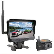 Wireless 7" DVR Monitor Solar Backup Camera Magnetic 30-50m For Caravan Truck Rv