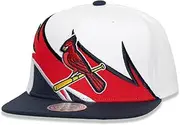 Mitchell & Ness St. Louis Cardinals Waverunner Snapback Cap, Adjustable Hat, White Blue, One Size