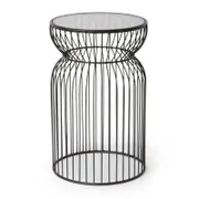 E Style Huxley 61cm Metal/Glass Tall Side Table Round - Black