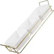 TOPPERFUN 1Set Divided Snacks Dish Serving Plate for Appetizers Nuts Dried Fruits Sturdy Snack Tray with Metal Rack for Parties and Gatherings