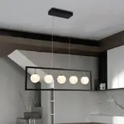 Vencha Franco Modern Metal Rectangular Linear Bar 5 Light Pendant Light - Black & Gold / Opal
