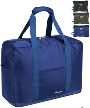 Foldable Travel Duffle Bag with Trolley Sleeve 40L - 18x14x8 inches Blue