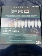 NIB GEMMY Commercial Pro 25 Ct C9 Warm White LED Christmas Light Bulbs E17 Base