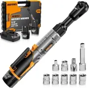3/8" Cordless Ratchet Wrench Set, 12V, 60FT-LBS Torque, 2 Batteries, 6 Sockets