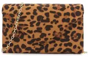 Clutch Purse Evening Bag for Women Evening Wedding Party Velvet Suede Leopard