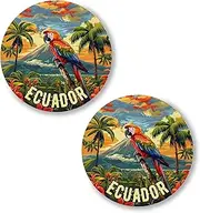 [No Thorns Media] Ecuador 2 Pack Pinback Buttons 2.25" Fun Pins for Clothes, Backpacks, Hats, and Jackets - Cartoon, Retro, and Punk Style Lapel Badges, Slogans, and Party Pins ID45000, Metal, no gemstone