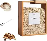 Wooden Cereal Storage Box, Cereal Dispenser,Glass Cereal Containers Storage, for Kitchen Organization Cereal, Sugar, Nut, Coffee Bean, Tea, Pasta, Flour, Nuts, Oat (1 pcs)