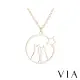 【VIA】白鋼項鍊 動物項鍊 貓咪項鍊/動物系列 星空下貓咪造型白鋼項鍊(金色)