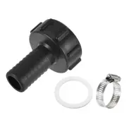 IBC Tank Hose Adapter 60mm Coarse Thread to 32mm Barbed Hose Fitting Black
