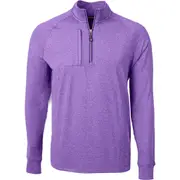 Cutter & Buck Adapt Heather Quarter Zip Pullover in College Purple Heather at Nordstrom, Size Small