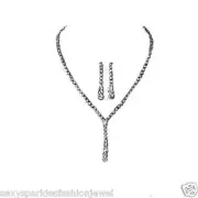 Fashion Jewelry Necklace Earring Ear Stud Set Teardrop Silver Plated-3749