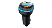 Bluetooth 5.3 FM Transmitter, Hands-Free Calling, Ambient Lighting, Type C Charg