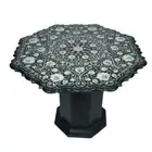 36" Marble Table Top Semi precious stones Inlay Handmade With 18" marble Stand