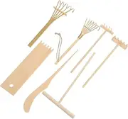 Hohopeti 7Pcs Wood Rakes for Zen Garden Crafting Small Sand Rakes for DIY Projects Smooth Sanding Tools for Delicate Designs for Home Decor and Relaxation