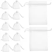 Parliky 60pcs Sheer Mesh Drawstring Bags Organza Pouches For Jewelry Wedding Party Favors Holiday Candy Transparent Hard Mesh Bags With No-seam Bottom