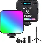 Domary W64RGB Pocket RGB LED Video Light Kit Video Conference Lighting CRI95+ 2500K-9000K Dimmable 20 Lighting + Flexible Ballhead + Phone Holder + Computer Clip for Vlog Selfie Live Streaming
