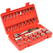 36 pcs 3/8" Drive Metric Socket & Bit Set Star Hex Ratchet Wrench Bits Adapter