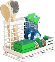 Emapoy Sink Caddy-Kitchen Sink Organizer With Removable Drip Tray, Stainless Steel Sink Caddy For Soap, Scrubber Brush, Dishcloth, Sponge