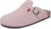 Intini Womens Suede Clogs Mens Leather Mules Cork Footbed Sandals with Arch Support