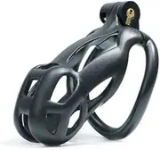 Male Chastity Cage with Lock & 4 Rings Resin Virginity for Men Cock cage Chastity Device Male Restraint (Compact)